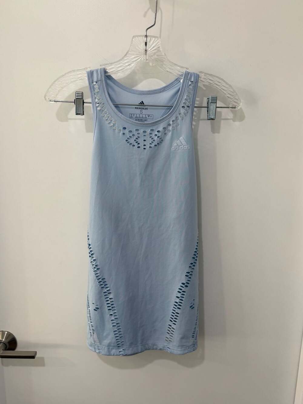 Adidas Primeblue Aeroready Laser Cut Workout Tank Top Light Blue